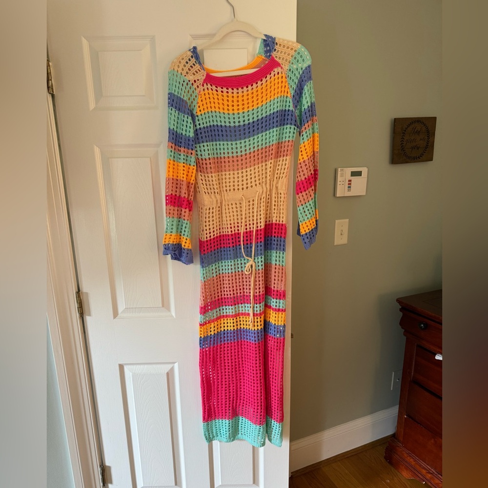 Colorful Striped Crochet Coverup